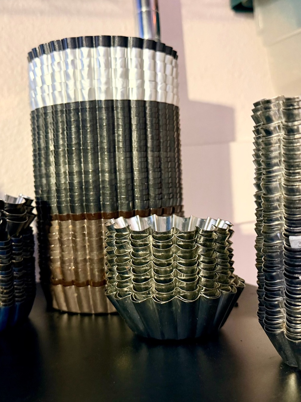Stacked Metallic Tartlet / Baking Cups - Black, Silver, Brown